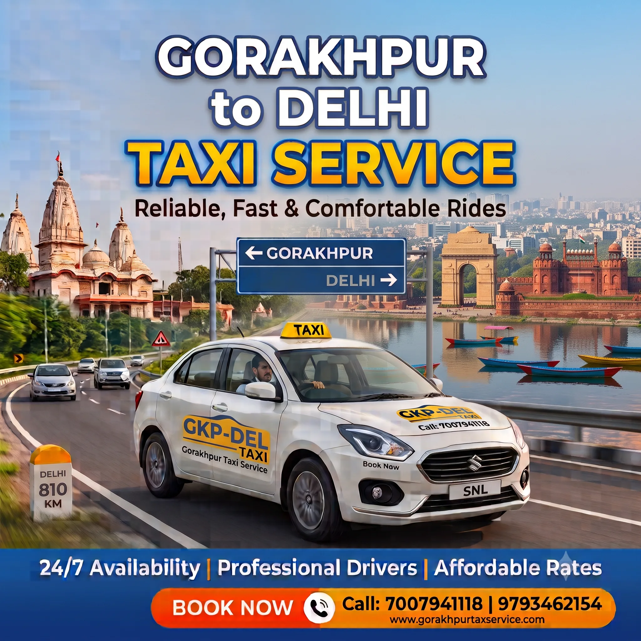 Gorakhpur to Delhi taxi